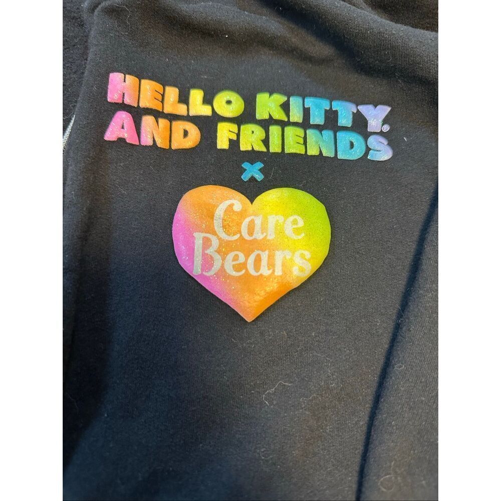 Hello Kitty and Friends x Care Bears black cropped zip-front graphic hoodie size - Picture 3 of 7